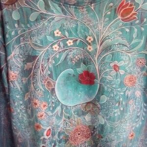 Elegant Floral Teal Blouse